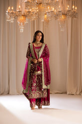 Majestic Magenta & Gold Embroidered Ensemble